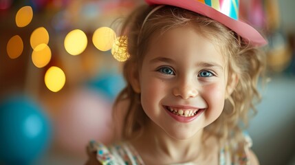 A young birthday celebrant's radiant smile illuminates the joy of their special day