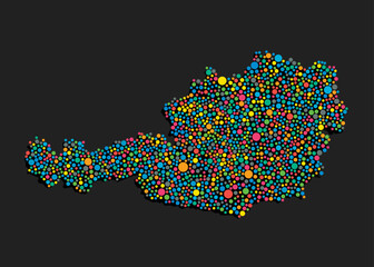 Obraz premium Creative map Austria from random colorful dots