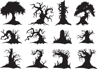 Set Trees. Hand drawn vector illustration