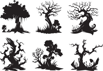 Fototapeta premium Set Trees. Hand drawn vector illustration