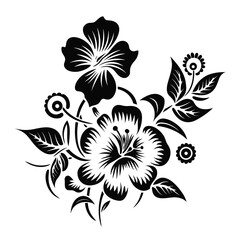 black and white passion flowers  vector illustration isolated transparent background, cut out or cutout