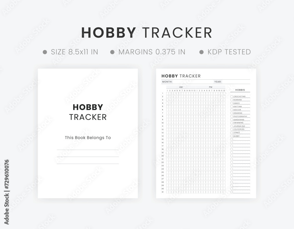 Wall mural Hobby Tracker Bullet Journal Printable Template With this user-friendly Monthly Habit Tracker Page, Daily Wellness Journal