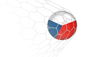 Czech Republic flag soccer ball in net. - obrazy, fototapety, plakaty