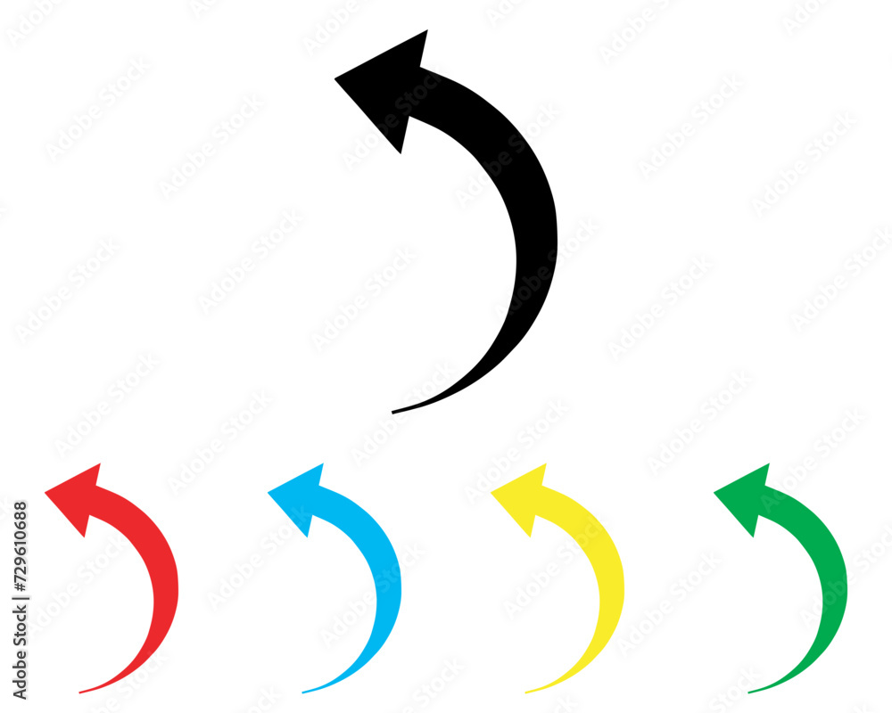 Poster curved arrow icon vector. arrow pointer icon sign symbol in trendy flat style. set elements in color