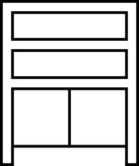 Cabinet linear icon . Archive document folder box storage symbol furniture line vector pictogram. Front view. Simple outline black metro design trendy style isolated on transparent background