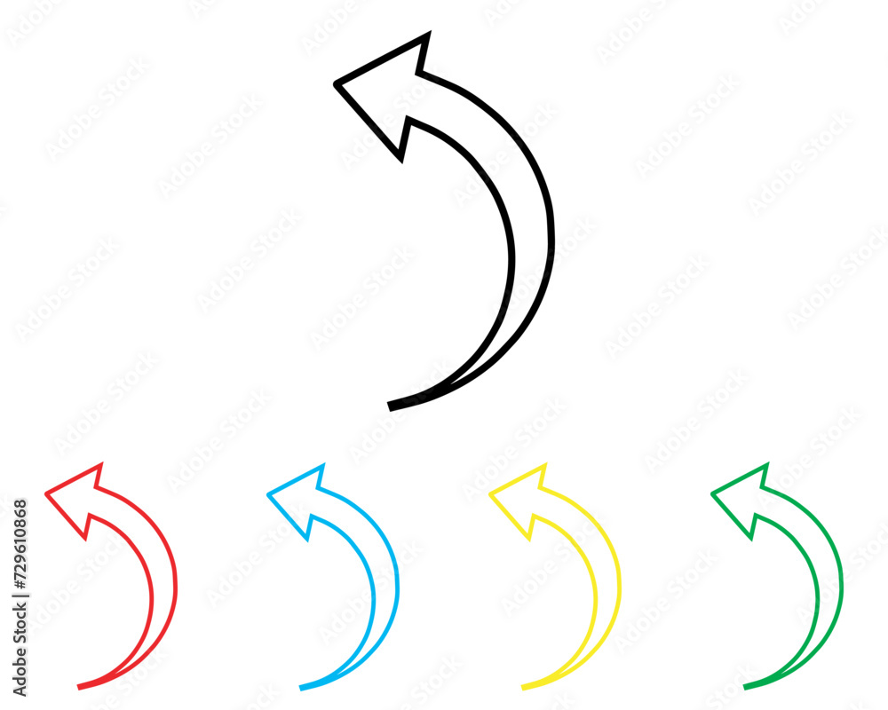 Poster curved arrow icon vector. arrow pointer icon sign symbol in trendy flat style. set elements in color
