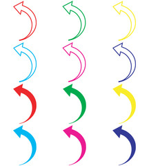 Curved arrow icon vector. Arrow pointer icon sign symbol in trendy flat style. Set elements in colored icons. Arrow left vector icon illustration isolated on white background