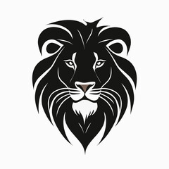 Bold Lion Emblem on Crisp White Canvas: Elevate Your Style , black lion logo on a white background