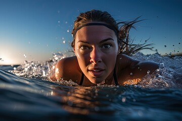Fototapeta premium Woman swimming in water.