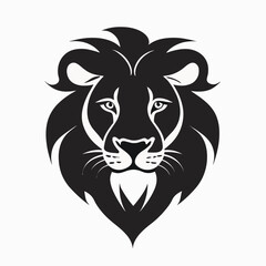 Bold Lion Emblem on Crisp White Canvas: Elevate Your Style , black lion logo on a white background