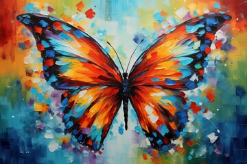 AI generated illustration of an abstract painting of a butterfly with vibrant colors