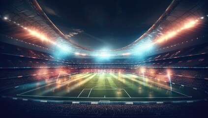 Fototapeta na wymiar Large modern football stadium Football game design. Championship game summer background.