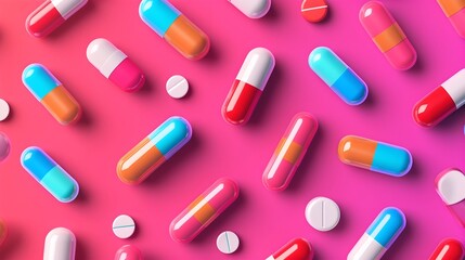 ADHD Medication Concept: Pill Capsules with Symbols, Clean Graphic Design, Modern Vector Sticker & Billboard Designs