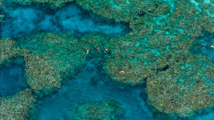 Snorkelling on a remote coral reef in Fiji
