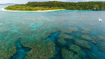Islands of Fiji from drone above