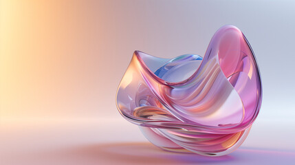 3d abstract transparent figure of pink gradient color, wallpaper, background, digital glass