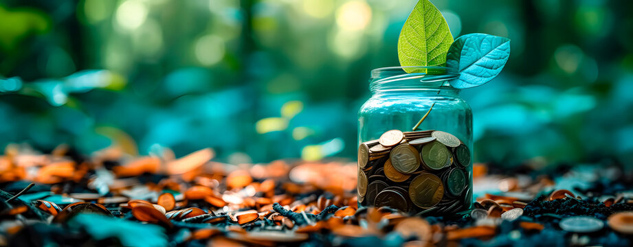 Concept of economy and saving. Currencies. Small savers. Space for text