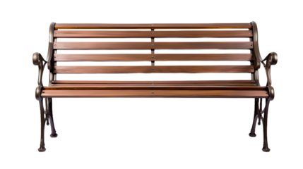 wooden park bench isolated on white