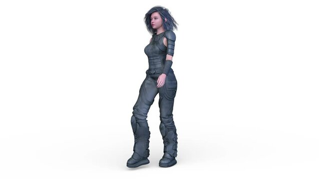 歩く女性戦士　3DCGレンダリング