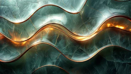 Crédence de cuisine en verre imprimé Ondes fractales Art Nouveau Curves: Metallic Wave with Stunning Light Play