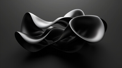 3d abstract asymmetrical shape in the form of a wave of black and gray color gradient, wallpaper, background, digital
