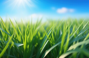 Obraz premium Background with green grass and sky 