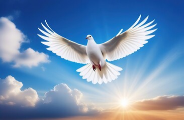 white dove flying in the sky