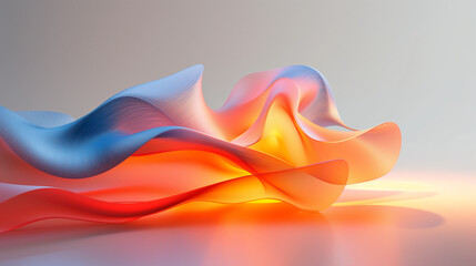 3d abstract figure in orange and blue gradient, wallpaper, background, digital