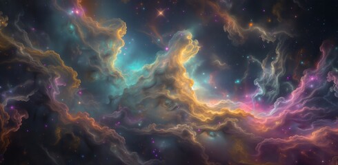 Obraz na płótnie Canvas Stellar Majesty: Ethereal Cosmic Clouds in Celestial Dance