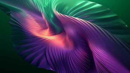 abstract digital figure 3d wallpaper  with mother-of-pearl color from green to purple in a spiral background close-up