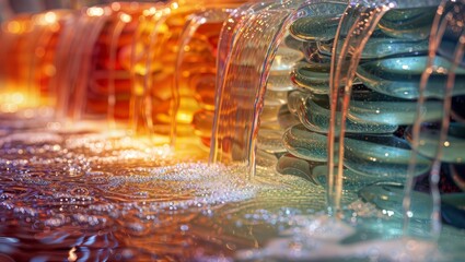 Waterfalls of Light: Colorful Glass Cascades in Motion