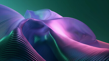 abstract digital 3d wallpaper  figure with mother-of-pearl color from green to purple background close-up 