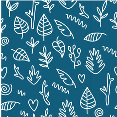 Fototapeta premium Vector illustration. Seamless pattern with plants. Leaves. Twigs. Pattern.