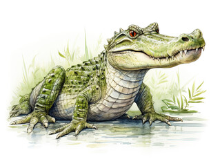 Obraz premium Cute little crocodile full body painting