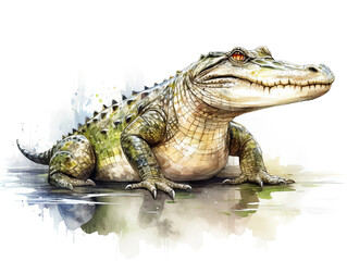 Fototapeta premium Cute little crocodile full body painting