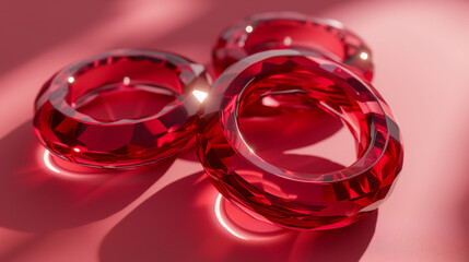 three red transparent rings