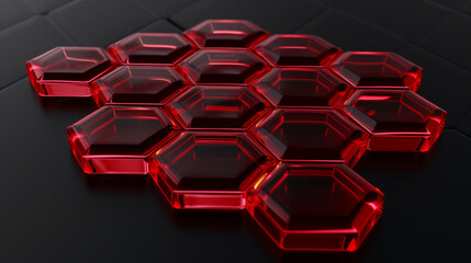 red glowing hexagons on a black background background