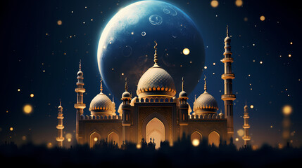 Glowing background for muslim feast in holy month of Ramadan Kareem