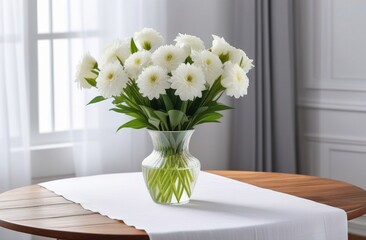 Easter, bouquet of white flowers in white room
