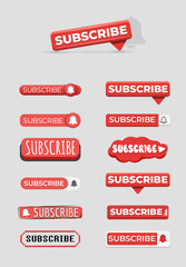 Set of vector icons for web and social networks Subscribe.