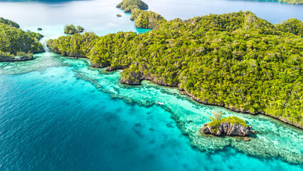Landscape drone view of Vanua Balavu Bay of Islands in Fiji 