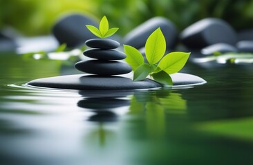 Naklejka premium spa stones and leaves