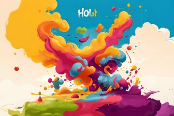 Holi Color Festival poster. Colorful splashes of paint on a white background. Vector illustration