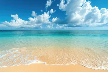 Foto op Canvas Imagine a sunny beach with golden sand and crystal clear turquoise water © Formoney