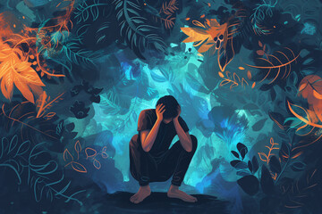Anxiety disorder concept illustration, mental health 