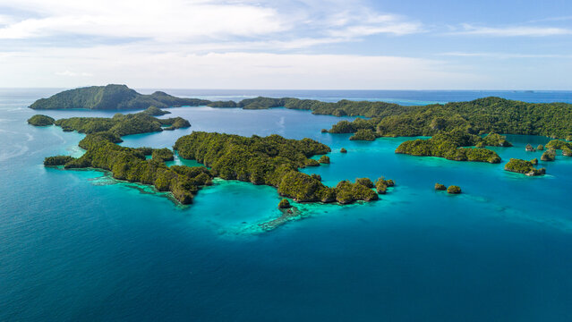 Landscape drone view of Vanua Balavu Bay of Islands in Fiji 
