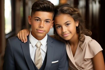 Fototapeta premium Stylish Adolescents Embracing at Elegant Dance