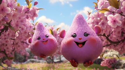 3D Characters amidst Pear and Plum Trees