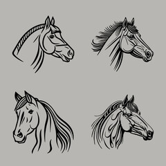 Jumping horse line art vector design