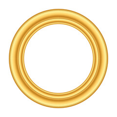 Gold thin round frame. Golden luxury circle logo.
